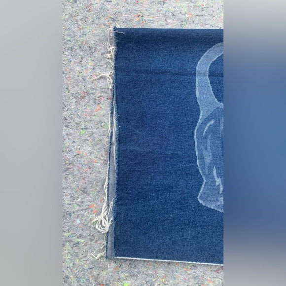 Insane Vintage 80s 90s High End Stretching Cat Printed Blue Denim Fabric Sewing - Picture 9 of 15